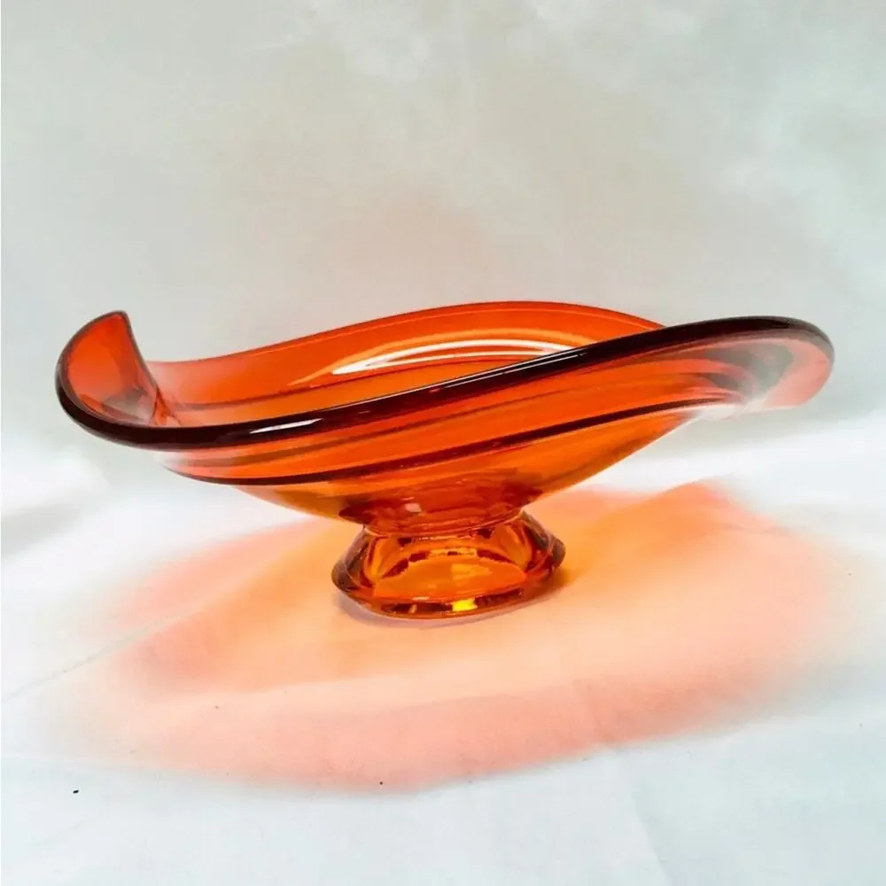 Vintage Orange Glass Designer Fruit Vase - Picture 5 of 6